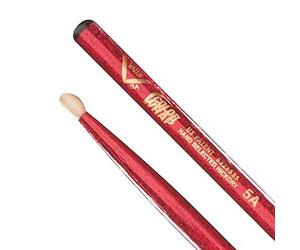 Vater Drumsticks VCR5AN - Los Angeles 5A Colour Wrap - Red Sparkle - Oval Nylon Tip
