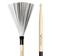 Vater Drumsticks VWTD - Wire Tap Brushes - Stick-Brush - Wood Handle | Stick-Brush - 14.75 inch / 37.47 cm - 5A gauge - wooden handle - metal wires
