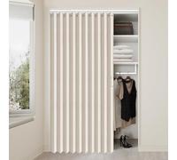 Vatge Accordion Style Door Curtains - Laundry Room Curtains, Folding Accordion Doors for Closets, 1 Panel with Tieback, W52 x L78, Beige