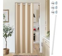 Vatge Curtains for Closet with No Door, Door Curtains for Doorways 80 Inch Length Closet Door Curtains for Closet Door/Hallway Door/Pantry Door/Temporary Door, W42 x L80, Beige, 1 Panel with Rod