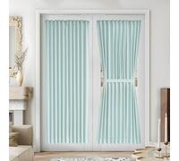 Vatge Light Blue French Door Curtain Panel for Front Door - Dual Rod Pocket Drapes for Living Room Glass Door, 1 Panel, W54 x L72, Aqua