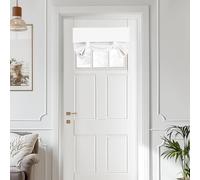 Vatge Pure White French Door Curtain - Short Window Covering for Bathroom 50% Sunlight Blocking Room Darkening Energy Saving Tricia Door Shades for Small Windows, 1 Panel, W26 x L20, Pure White