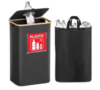 Vathery Recycling Bin for Kitchen 26 Gallon 100L, Indoor Recycle Bins with Lid, Hands-Free Access, Sorting Cards for Paper Plastic Glass Metal, Collapsible Waterproof Waste Bin