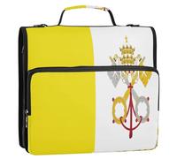 Vatican City Flag 1.5 Inch 3 Rings School Zipper Binder with Strap Multiple Pockets Document Organizer Bag for Middle Student