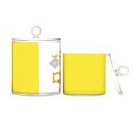 Vatican City Flag Clear Plastic Bins for Storage with lid Dresser Essentials Decorative Storage Bins for Cotton Swabs,Cotton Pads,Floss Picks,Paper Clips,2 Pack