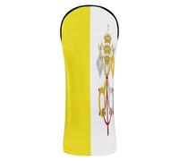 Vatican City Flag Golf Club Head Covers Pu Leather with Interchangeable No. Tags for Driver Fairway Wood Hybrids