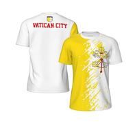 Vatican City Flag Grain Activewear Shirts Gym T-Shirts Breathable Tee Short Sleeve Working Shirt for Running Lounge Everyday XL