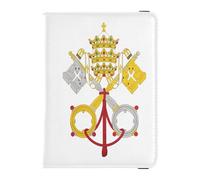 Vatican City Flag Leather Passport and Vaccine Card Holder Combo Travel Documents Organizer Protector Passport Cover with RFID Blocking for Men and Women Waterproof