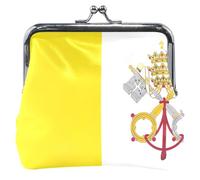 Vatican City Flag Personalized Leather Coin Pouch Women Girl Buckle Kiss Lock Card Change Purse for Coin, Vatican City Flag, Classic