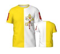 Vatican City Flag Workwear Gym T Shirts Short Sleeve Sport Tops Breathable Mens T-Shirt for Summer Everyday Lounge S