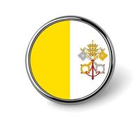 Vatican City State Flag Lapel Pin, Creative National Flag Square/Circle/Heart-Shaped Badge Brooch Pins, Patriotic National Style Souvenir Novelty Accessory For Unisex