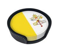 Vatican flag 6-piece coaster set with stand, for home décor, suitable for all kinds of cups and coffee mugs.