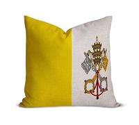 Vatican Flag Farmhouse Decorative Throw Pillow Case 18 x 18 Inch, Vintage Retro Rustic Flag Cushion Cover Case, Patriotic Square Pillow Case Cotton Linen Cushion Case for Mom Dad Friends Gift