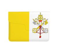 Vatican Flag Leather Laptop Sleeve 13 Inch-Pu Leather Protective Case For Macbook, Slim Computer Bag For Daily Travel
