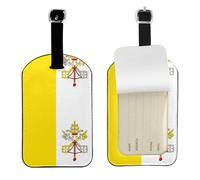 Vatican Flag Leather Luggage Tag-Personalised ID Bag Tag for Suitcase, Privacy Cover Travel Accessory with Strap for Suitcase Backpack