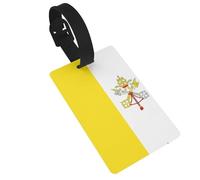 Vatican Flag Luggage tag.Personalized Full-Width Printed PVC, Business Card Size, with Detachable Wrist Strap.