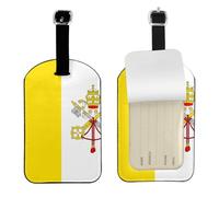 Vatican Flag PU Leather Luggage Tag, Double-Sided Personalised Travel Suitcase Tag with Privacy Cover