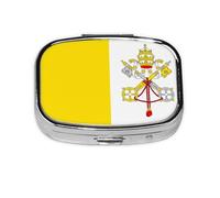 Vatican Flag Square Pill Box Lightweight and Portable, with 2 Plastic Inserts, Suitable for Carrying in Pockets or Wallets.
