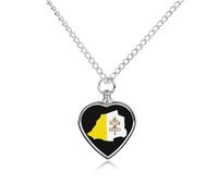 Vatican Map Flag Heart Silver Pet Urn Necklace Memorials Funerary Ashes Classic Pendant for Dog Cat Lover
