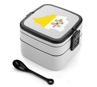 Vatican Map Flag Portable Bento Box Stackable 2 Layers Lunch Boxes Leakproof Food Storage Container Reusable Snack