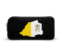 Vatican Map with Flag Large Capacity Pencil Cases with Zippered Portable Pen Pouch Makeup Bag Office Supplies