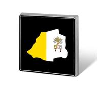Vatican Map with Flag Novelty Brooches & Pins Square Personalised Metal Lapel Badge with Butterfly Clutch Clasp