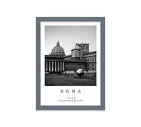 Vatican Museum Travel Print Rome Wall art Black and white Poster A4 Print in Grey frame 24.5 X 33cm (9.6x13inch)
