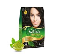 Vatika Henna Rich Black Hair Colour - 60g (6 x 10g Sachets), Natural & Nourishing Hair Dye, 100% Ammonia Free, For Vibrant Color, Shine, & Coverage