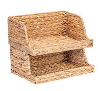 VATIMA Water Hyacinth Storage Baskets with Large Open-Front for Kitchen, Decorative for Living Room, 13.4” x 9.5” x 5.5”, 2 Pack