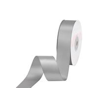 VATIN 25mm Double Faced Polyester Satin Ribbon Silver - 23 Metre/Spool, Deep Silver Ribbon Perfect for Wedding, Wreath, Baby Shower,Packing and Other Projects.