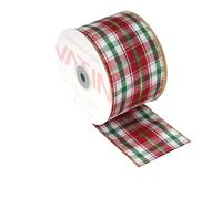VATIN Classic Green Red Christmas Tartan Ribbon, 2-1/2-Inch x 10 Yards, for Holiday Crafts, Christmas Tree Decor, Ribbon for Gift Wrapping
