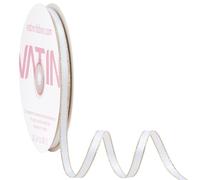 VATIN Double Faced Satin Ribbon 1/4 inch White with Gold Edge Continuous 50 Yards for Decoration, Craft, Gift Wrappping Wedding Card Decoration