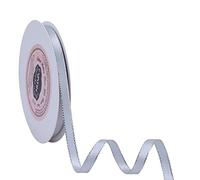 VATIN Double Faced Satin Ribbon 6mm Light Silver with Silver Edge 45m for Decoration, Craft, Gift Wrappping Wedding Card Decoration