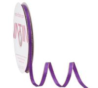 VATIN Double Faced Satin Ribbon 6mm Purple with Gold Edge Continuous 45m for Decoration, Craft, Gift Wrappping Wedding Card Decoration