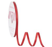 VATIN Double Faced Satin Ribbon 6mm Red with Gold Edge Continuous 45m for Decoration, Craft, Gift Wrappping Wedding Card Decoration