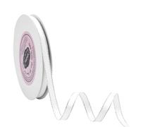 VATIN Double Faced Satin Ribbon 6mm White with Silver Edge 45m for Decoration, Craft, Gift Wrappping Wedding Card Decoration