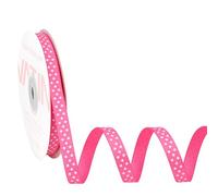 VATIN Polka Dot Grosgrain Ribbon, 10mm Wide by 23 Metres Spool, Hot Pink Ribbon with White Dots, Spring Themed, Use for for Flower Bouquet, Gift Wrapping, Party Decor, Bows Making, Wreath Supplies