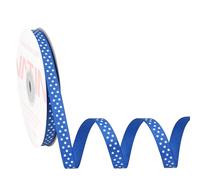VATIN Polka Dot Grosgrain Ribbon, 10mm Wide by 23 Metres Spool, Royal with White Dots, Spring Ribbon, Use for for Flower Bouquet, Gift Wrapping, Party Decor, Bows Making, Wreath Supplies