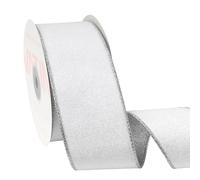 VATIN White Silver Glitter Velvet Ribbon, 65mm x 9m, Sparkling Snowy Winter Christmas Ribbon for Crafts and Decorations, Gift Wrap Ribbon