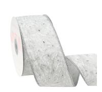 VATIN White Velvet Ribbon with Glitter Swiss Dots, 65mm x 9m, Luxury Gift Wrap Ribbon for Decorations, Gift Wrapping