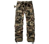 VATINNT Cargo Trousers Men's Cotton Combat Camo Trousers Casual Work Pants with 9 Pockets No Belt 3354 M Camo 34