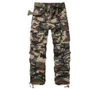 VATINNT Cargo Trousers Men's Cotton Combat Camo Trousers Casual Work Pants with 9 Pockets No Belt 3354 Jungle Camo 34