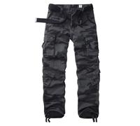 VATINNT Cargo Trousers Men's Cotton Combat Camo Trousers Casual Work Pants with 9 Pockets No Belt 3354 E Camo 38