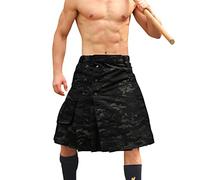 VATINNT Kilt for Men Scottish Tactical Kilt 23" Pleated Camo Kilt Irish Highland Utility Kilt with Cargo Pockets 0911 Dark Camo 38