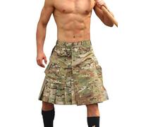VATINNT Men's Camo Kilt 23" Scottish Tactical Utility Kilt with Cargo Pockets, Adjustable Waist 28"-40", Summer & Fall