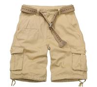 VATINNT Mens Cargo Shorts Cotton Combat Casual Camo Work Short with Multi Pockets No Belt 8054 Khaki 33