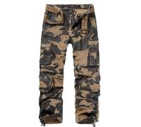 VATINNT Men's Cargo Trousers Ripstop Combat Camo Trousers Casual Tactical Work Pants with 8 Pockets No Belt 3357 AF Camo 30