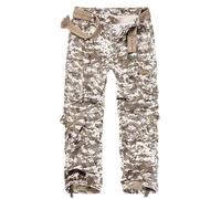 VATINNT Men's Cargo Trousers Ripstop Combat Camo Trousers Casual Tactical Work Pants with 8 Pockets No Belt 3357 Desert Camo 30