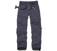 VATINNT Men's Cargo Trousers Ripstop Combat Camo Trousers Casual Tactical Work Pants with 8 Pockets No Belt 3357 Grey 30