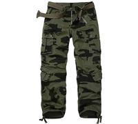 VATINNT Men's Cargo Trousers Ripstop Combat Camo Trousers Casual Tactical Work Pants with 8 Pockets No Belt 3357 F Camo 34